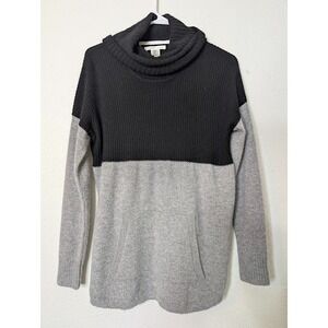 MAX STUDIO 100% Cashmere Black Turtleneck Front Pocket Sweater Womens Size Small